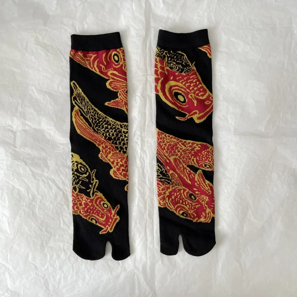 Bunte Cartoon gekämmte Baumwolle Damen Zwei Zehensocken Trauben Wellen Karpfen japanische Harajuku lustige süße Sandalen Tabi Socken Sokken – Detail 6