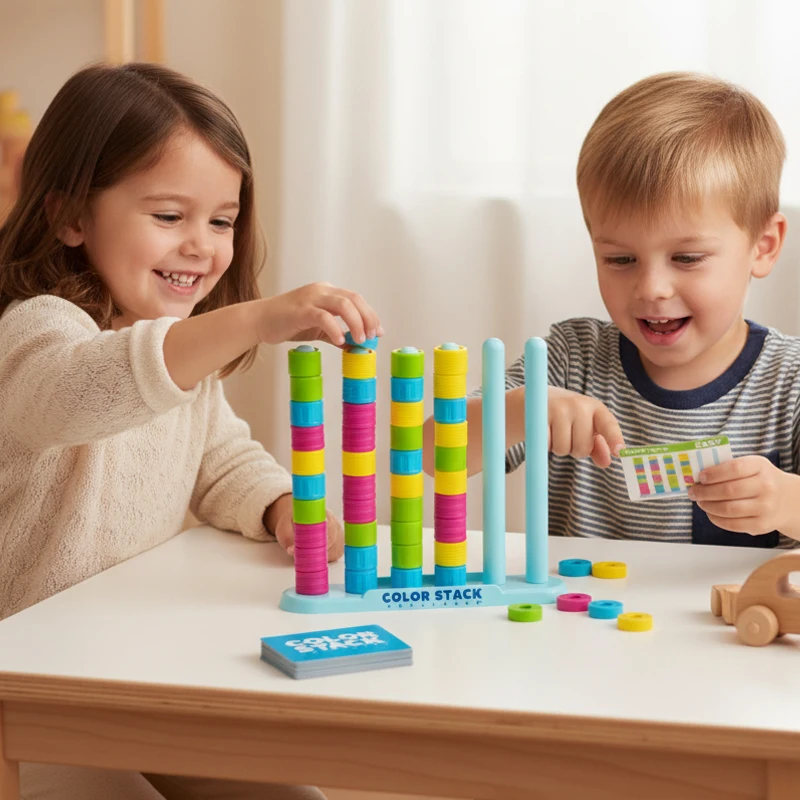 컬러 스택 챌린지 재미있는 보드 게임 대 카드 게임 교육용 지능 계발 인지 논리..