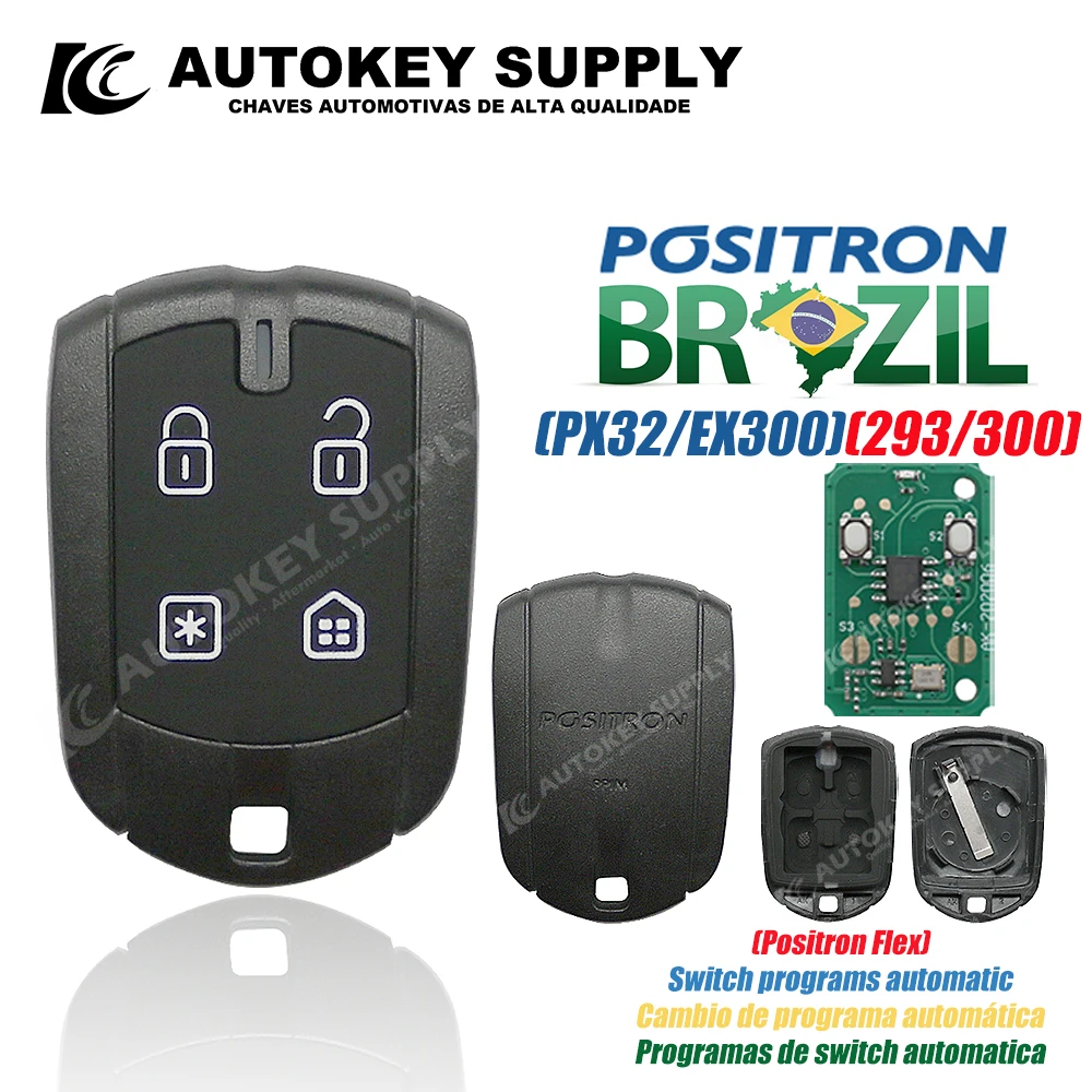 Remote Key Double Program (293/300) AKBPCP126AT / AKBPCP152AT AutokeySupply For Brazil Positron Flex (PXN52) Alarm System car remote key car key