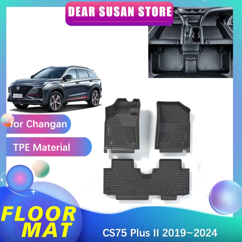 

Car Floor Mat for Changan CS75 Plus II 2019~2024 2020 2021 Foot Parts Panel TPE Liner Carpet Pad Custom Cover Rug Accessories