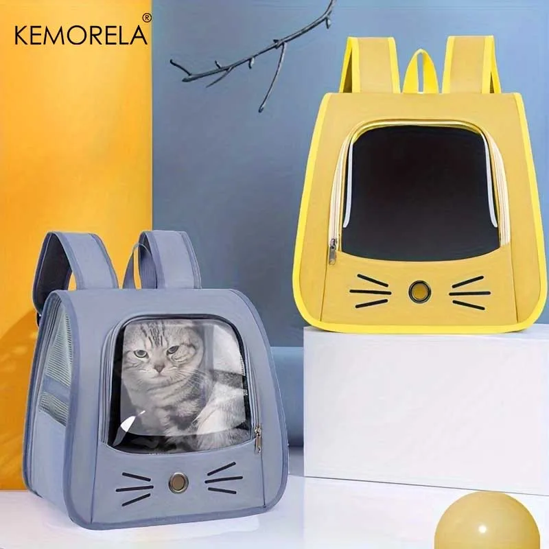 Pet Carrier Backpack Large Cat Backpack Transparent Breathable Portable Bag Cat And Dog Supplies 1Pcs