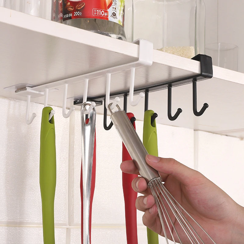 Kitchen Storage Rack Kitchen Organizer Kitchen Organizer Rack Cabinet Organizer Shelves Bathroom Shelf Wall Mounted Hook Rack Towel Hook Rack Clothing Organizer 6 Hooks Storage Shelf Plastic Under Shelves Hanging Rack Utensils Holder Wardrobe Kitchen Bathroom Organizer Home Accessories