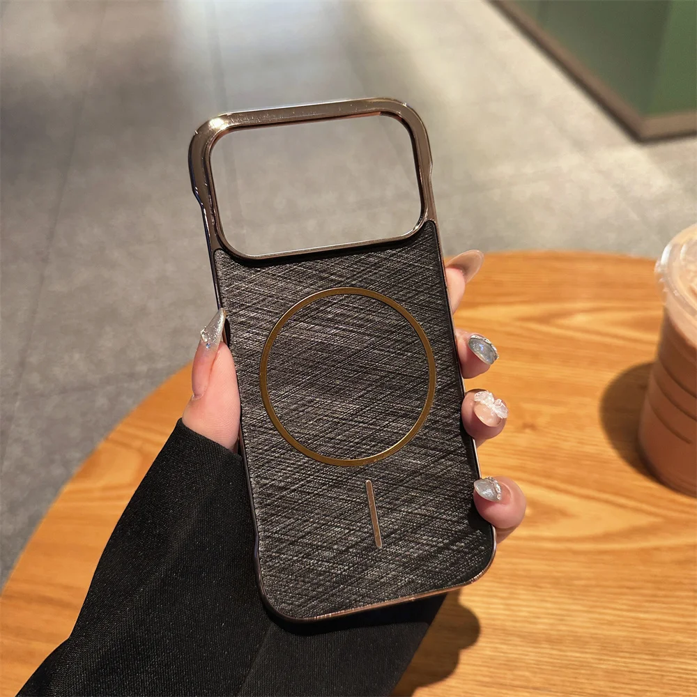 Luxury Frameless Matte Phone Case with Golden Plating and Magnetic Magsafe Wireless Charging Compatibility
