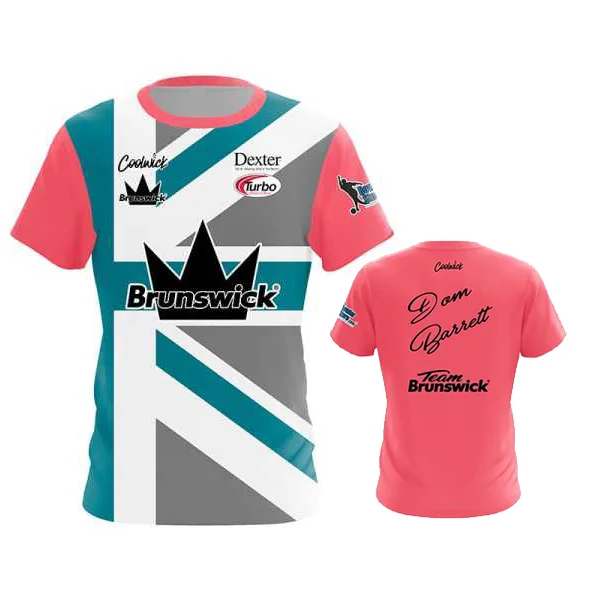 Summer Men's Brunswick Dom Barrett CoolWick Bowling Jersey 3D Print Sports T-shirt Short Sleeve Loose Casual Sports Top