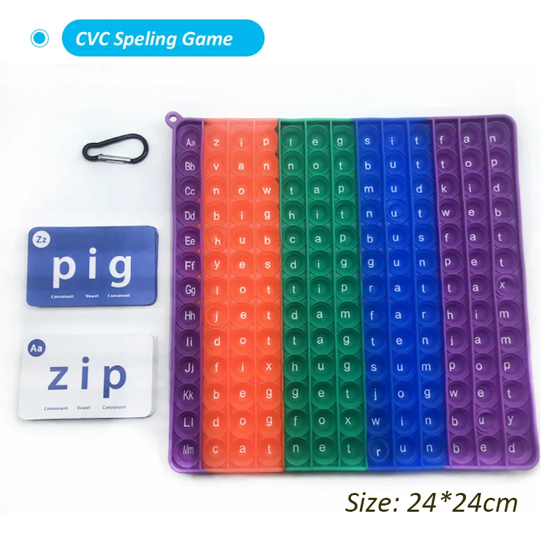 Children CVC Word Spelling Game Silicone Fidget Table Game Language Toys English Early Learning Educational Montessori Kid Toys 3