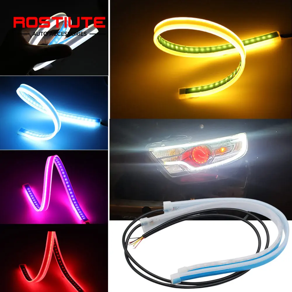2PCS 30/45/60cm LED DRL Daytime Running Lights for Cars 12V Automotive