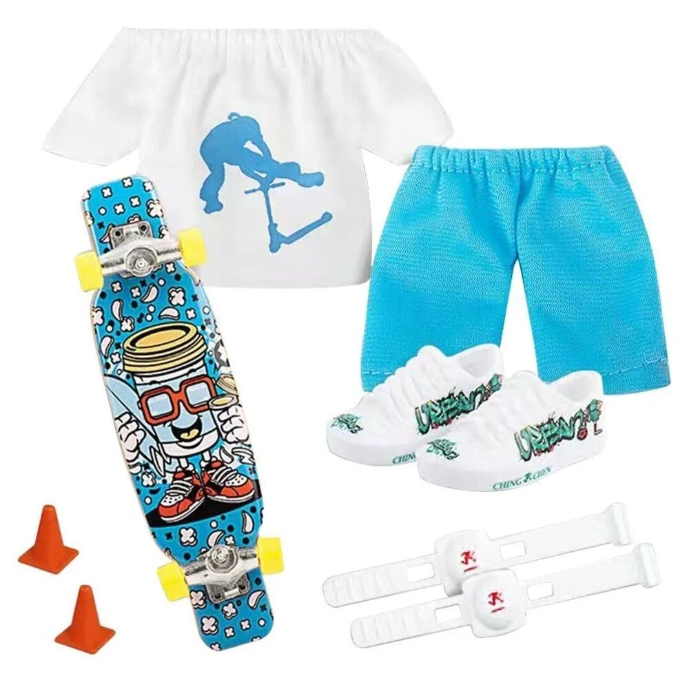 Skateboard Tools Fingertip Clothes Set - Finger Pants T-Shirt Scooter Skateboards Tools Outfit Accessories For Kids Children Toy Game, Interactive Toys Movement Favors Tech Deck Scooter