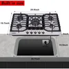 Gas Cooktop 5 High Efficiency Burners Gas Stovetop Stainless Steel Built-in Gas Stove Top Propane/Natural Gas Convertible 3
