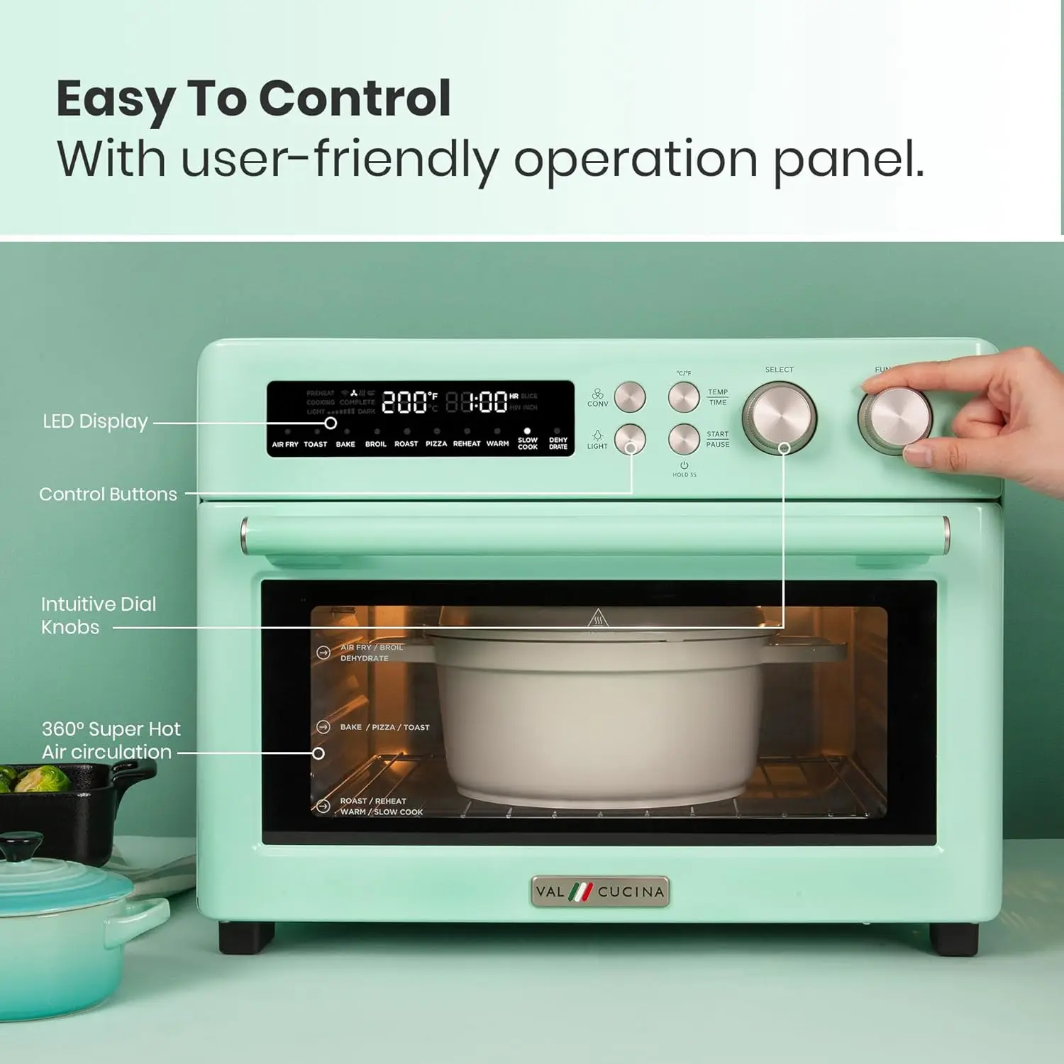Heating Air Fryer Toaster Oven, Extra Large Countertop Convection Oven 10-in-1 Combo, 6-Slice Toast 6