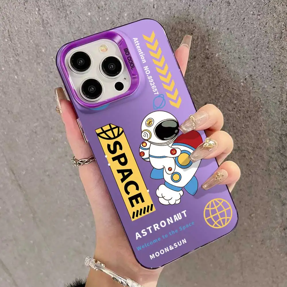Astronaut Soft Silicone Phone Case with Silver IMD Bumper