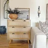 2-piece rattan bedside table set, suitable for bedrooms, cabinets with drawers, 3 drawers, rattan cabinets 1