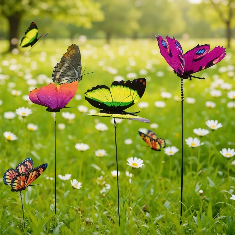 24 Stück im Dunkeln leuchtende Schmetterlingspfähle – perfekt für die Gartendekoration im Freien!