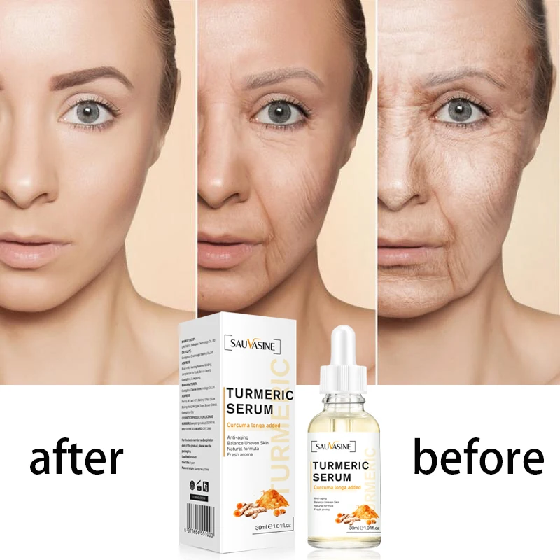 Turmeric Serum Essence Whitening Anti-Aging Firm Skin Remove Dark Spots Brighten Dullness Pure Natural Turmeric Extract Skincare