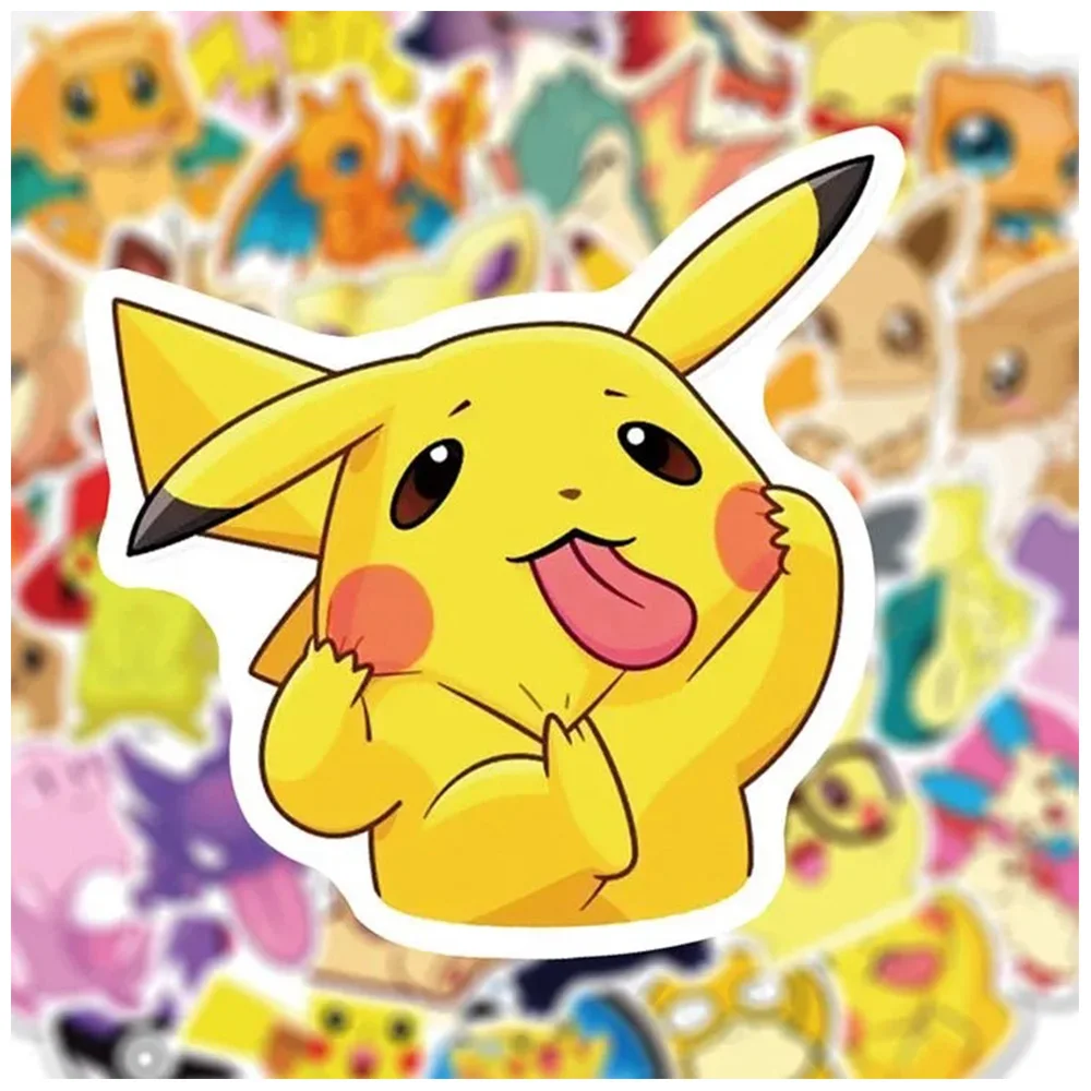 50pcs Pokemon Stickers Q Version Pikachu Cartoon Kawaii Graffiti Laptop  Hand Account Stationery Decorative Stickers Wholesale