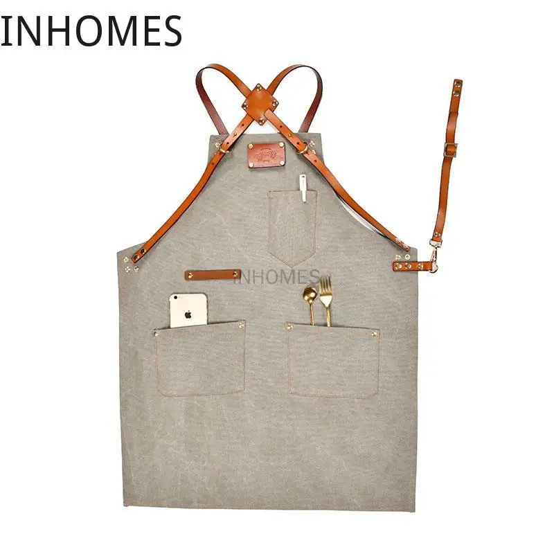 

Custom Logo Outdoor Garden Camping Apron Carpenters Painting Barista Cafe Barber Artist Work Apron Overalls Canteen Uniform