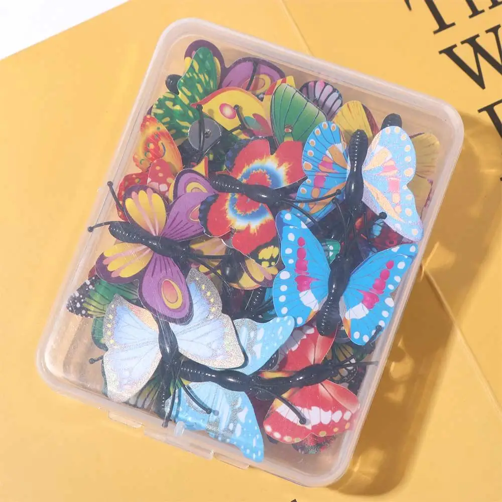 30Pcs 크리 에이 티브 다채로운 나비 푸시 핀 3D DIY 칠판 푸시 핀 다기능 상자 포함 엄지 못 문구류