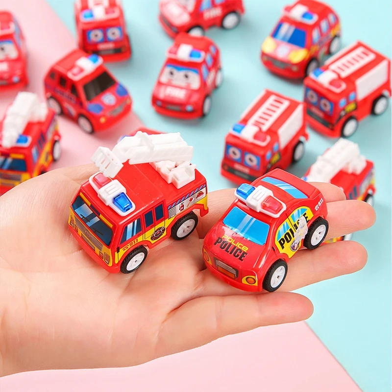 12pcs Fire Truck Police Vehicle Pull Back Car Toys for Kids Birthday Party Favors Goodie Pinata Fillers Boy Girl Christmas Gifts
