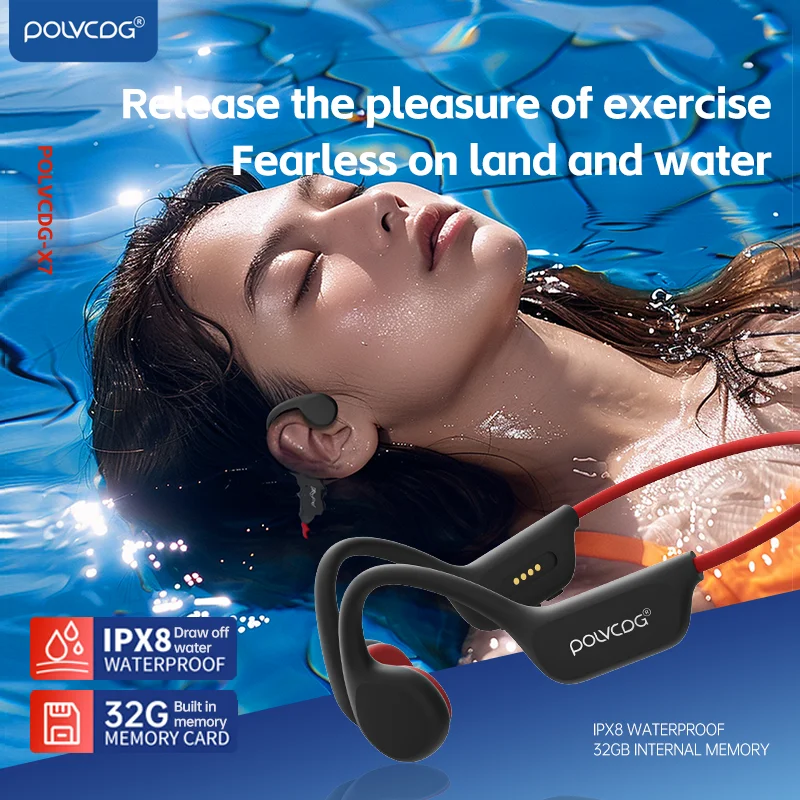 POLVCDG X7 骨伝導イヤホン IPX8防水 POLVCDG 骨伝導ヘッドセット X7 IPX8 32 ギガバイトメモリ 5.3