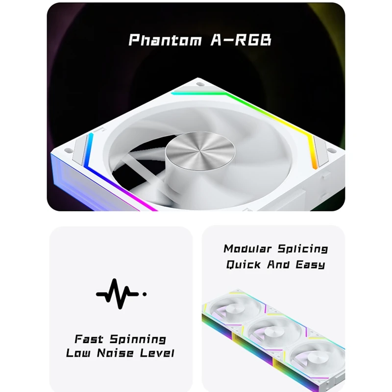 V2RS Case Fan Magic Block Free Splicing 120Mm PC Computer 12V Chassis Fan Lian 3PIN 5V ARGB Divine Light Li,cooling fan,gaming cooling fan