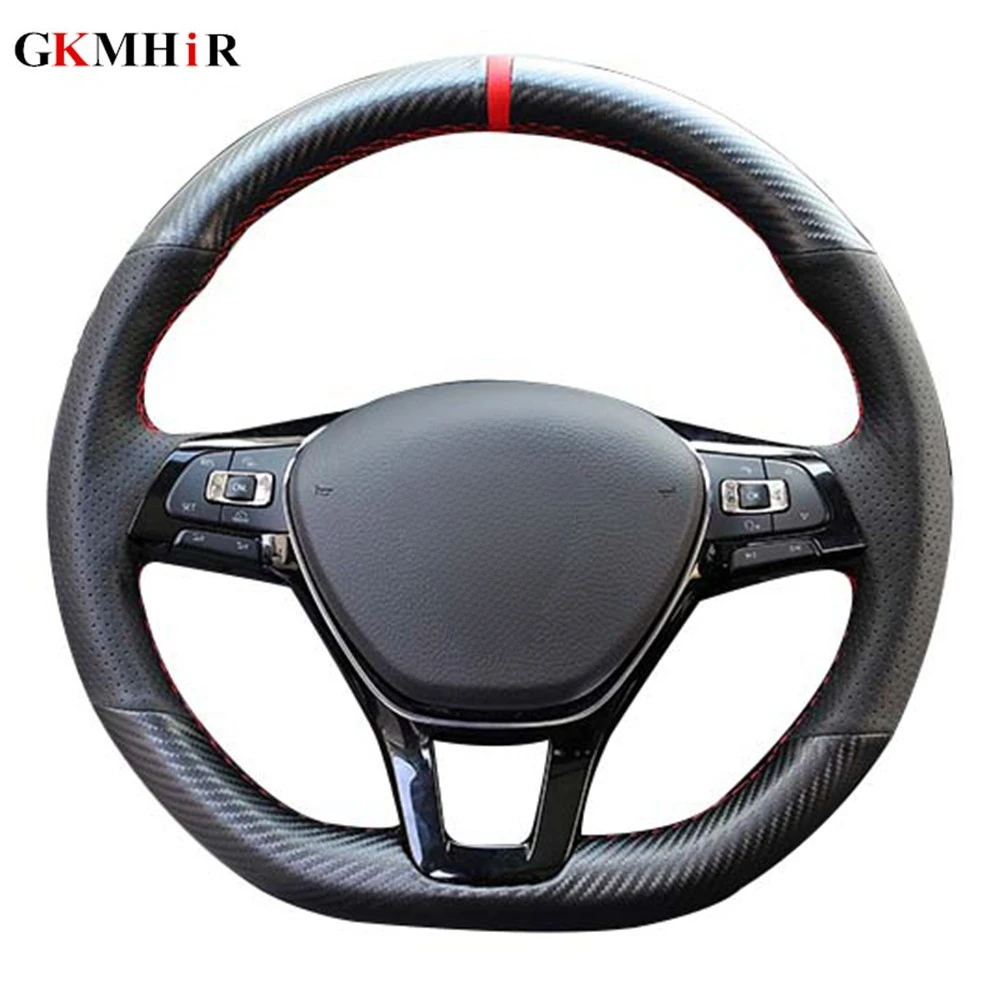 

Черные сапоги из натуральной кожи углеродного чехол рулевого колеса автомобиля для Volkswagen VW Golf 7 GTI R MK7 VW Polo GTI Scirocco 2015-2020