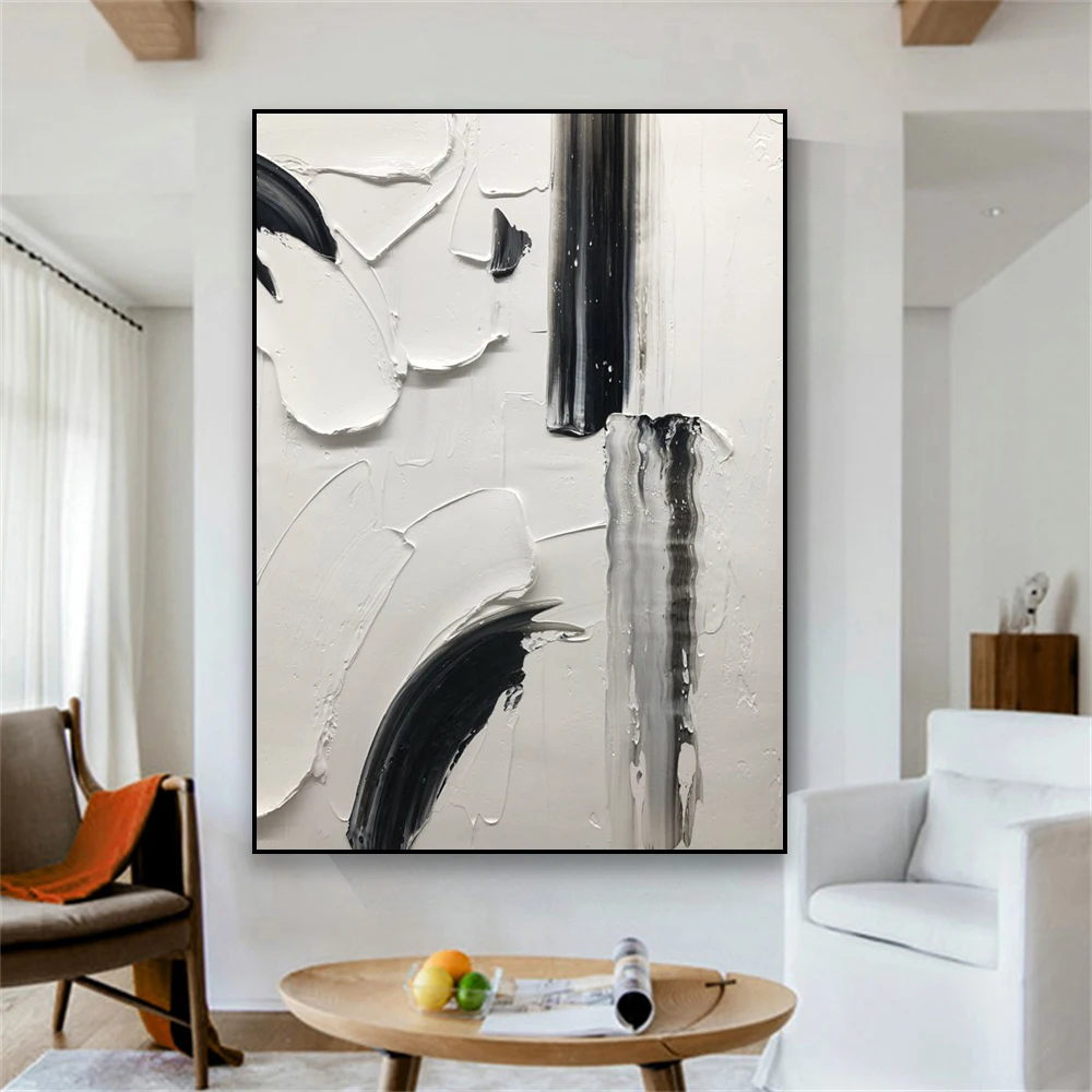 Tableau Toile Blanche Cheval Abstrait – Poster Impression Animal, Non Encadré Non Tendu