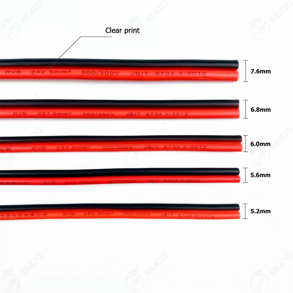 2 pin cable red black Electrical Flat wire 5v 12v led Automotive 18awg Car  Electric Wires 16awg 20awg 16 18 20 24 26 28 awg