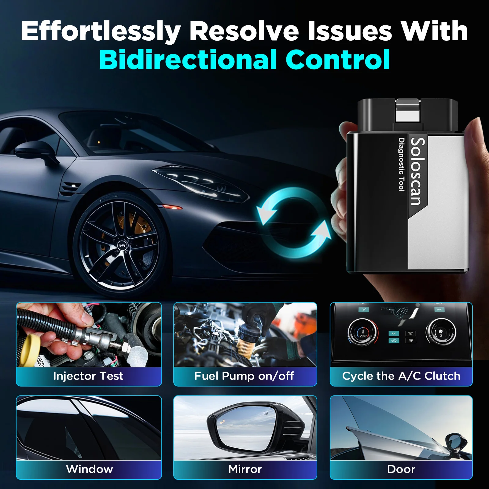 KINGBOLEN Soloscan OBD2 Scanner Bluetooth, Bidirektional 20+ Resets Auto-Diagnosegerät für Benz/BMW/Audi/GM Lebenslang Kostenlos – Detail 5