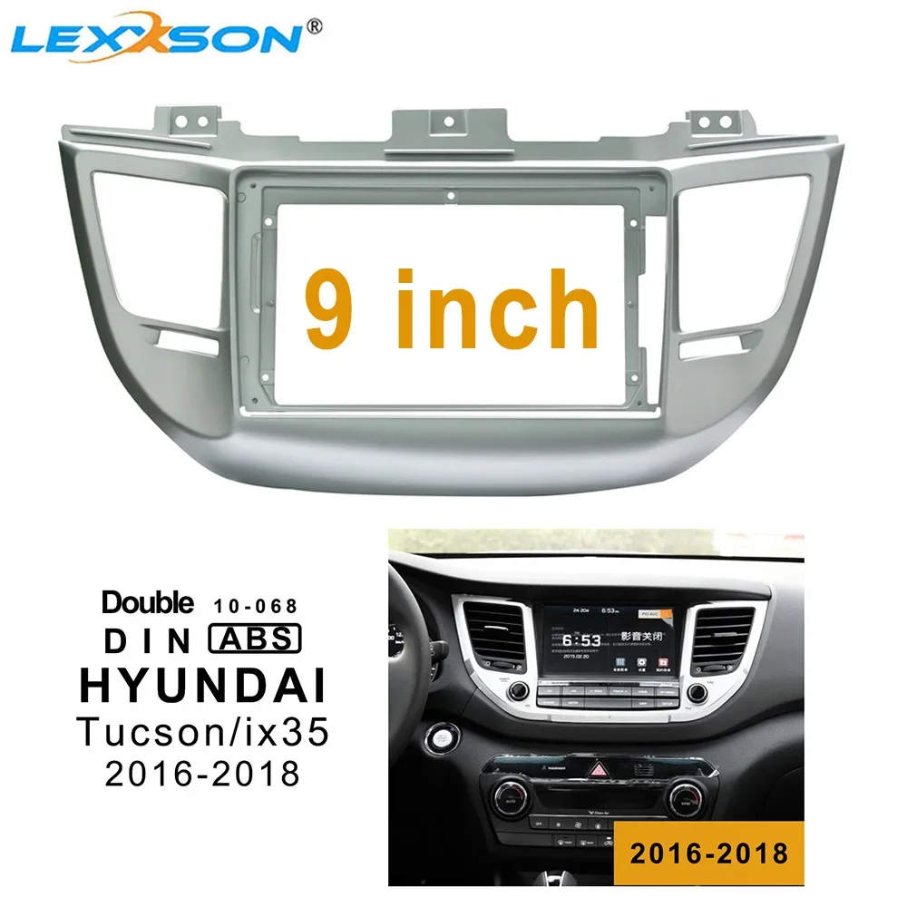 

Комплект облицовки 9-дюймовой автомобильной Fascia Для HYUNDAI TUCSON / ix35 2016-2018, облицовка рамы dvd с двойным Din, адаптер для аудио, панель Facia