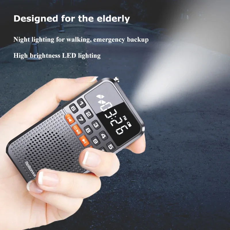 Portable AM FM Radio Bluetooth Speaker with LED Flashlight