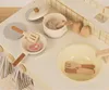 62cm High Quality Wooden Simulate kitchen toy set pot slice knife and fork fish meat Play house Interactive Toys baby girl gift 5