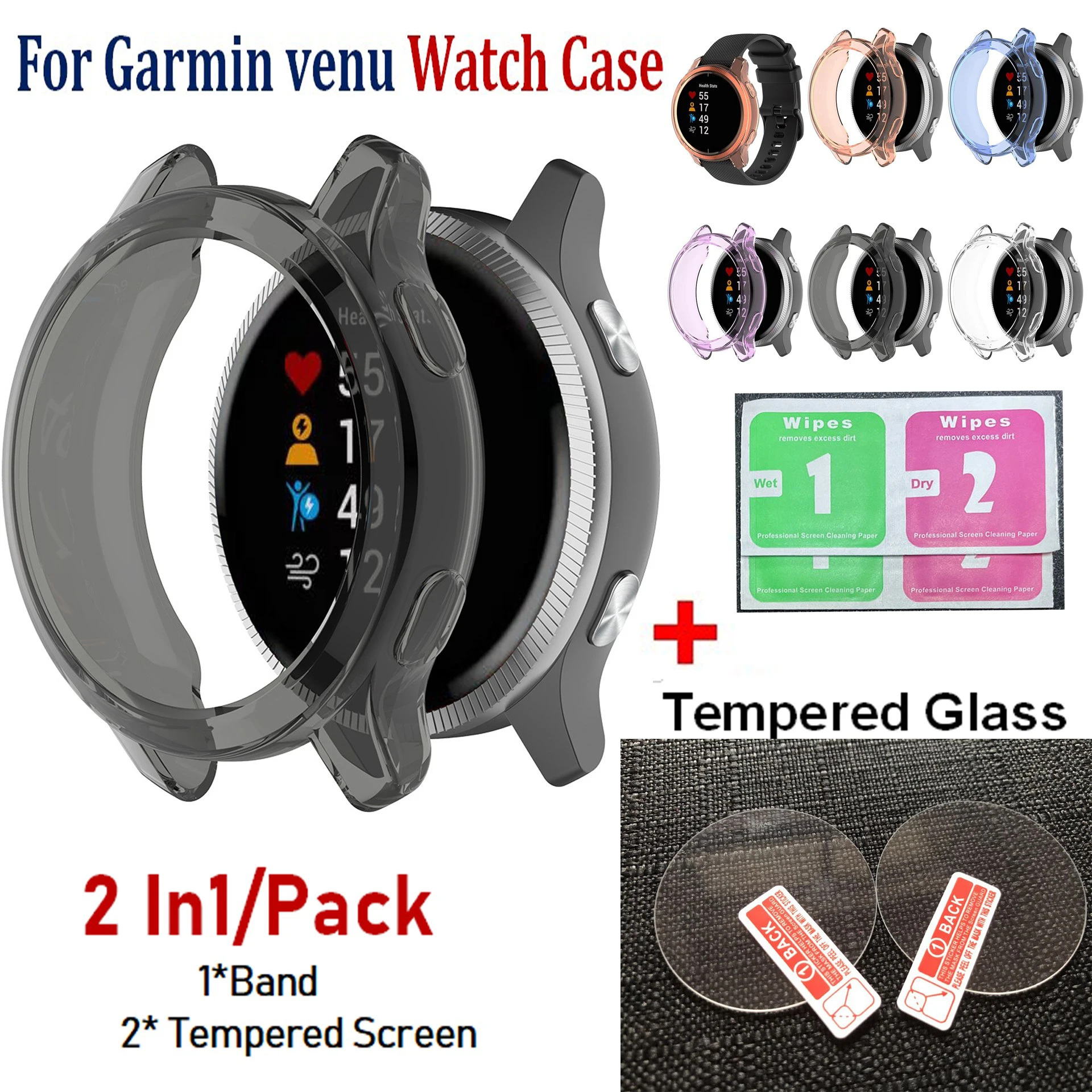 Funda protectora de TPU para reloj Garmin venu, accesorios, Marco,  Protector de pantalla, película de vidrio templado - AliExpress Productos  electrónicos