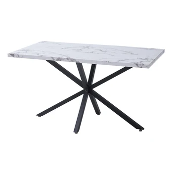 EGOONM Tavolo da pranzo rettangolare da cucina con piano in finto marmo, sala da pranzo, ristorante, tavolo da isola per 4~6 posti 140x80 cm 1