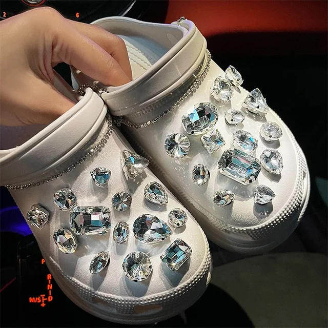 Trendy Rhinestone Croc Charms Designer DIY Quality Women Shoes Charms for JIBS Anime Chain Clogs Buckle Kids boys girls Gifts style 33 ( 31pcs )