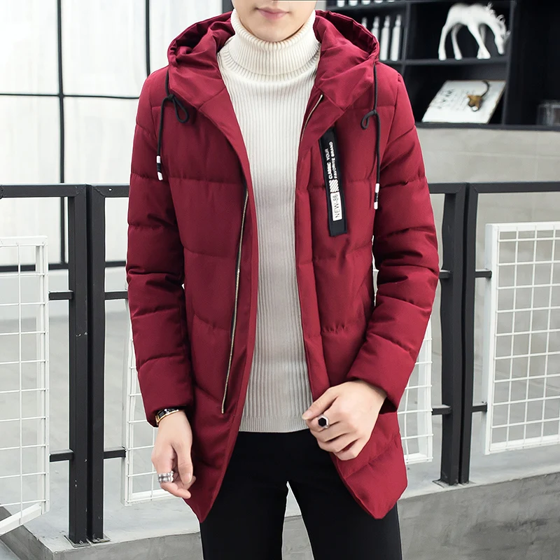 Fashion Thick Parkas Men's 2023 Autumn Winter Warm Overcoat Casual Solid Color Cotton-Padded Jackets Outwear Windproof Down Coat