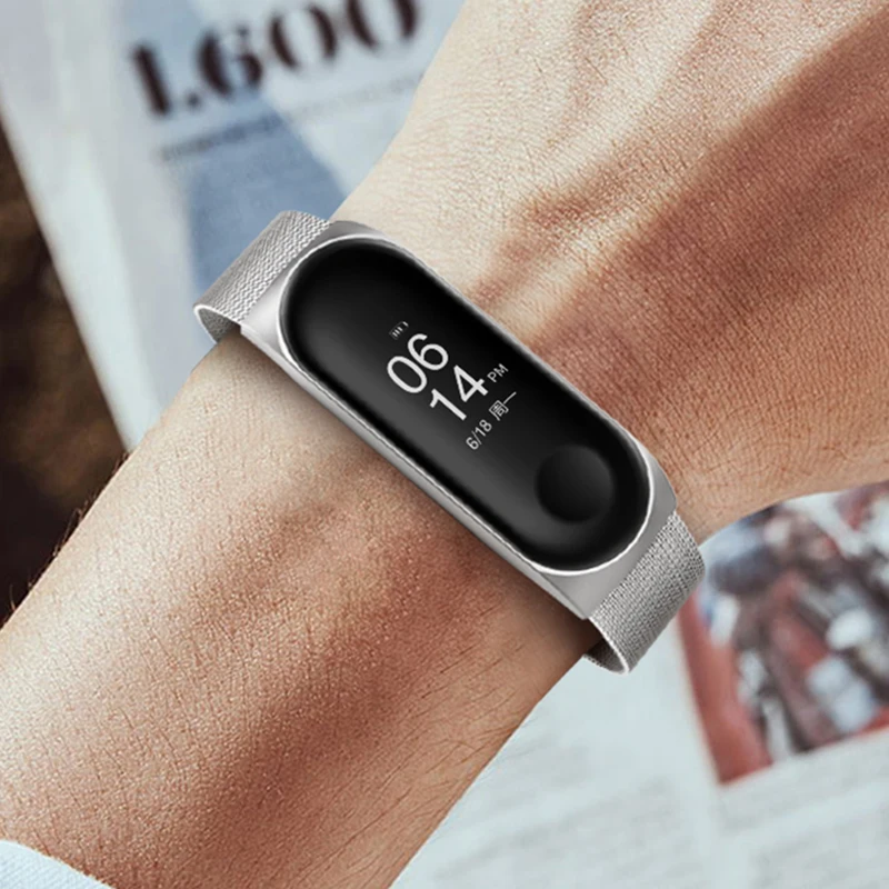 Para Xiaomi Mi Band 8 Correa de reloj de metal con hebilla milanesa (Plata)