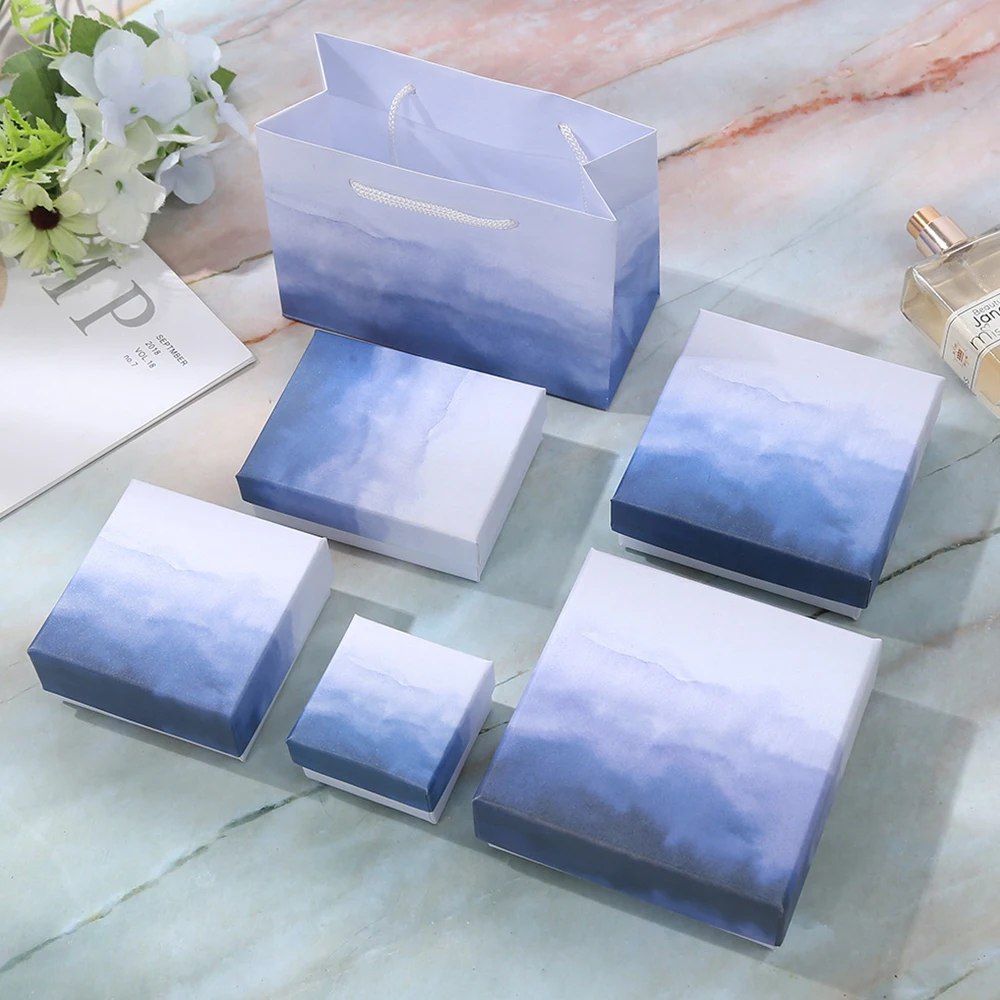 24Pcs Jewelry Box Personalized Logo with Paper Necklaces Rings Earrings Gift Case For DIY Packaging Wedding Valentine's Day