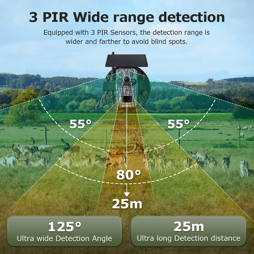4G Trail Camera HD Video 12MP Images PIR Super-Fast Reflex Trigger Night Vision Wildlife Camera with APP Infrared Camera 2