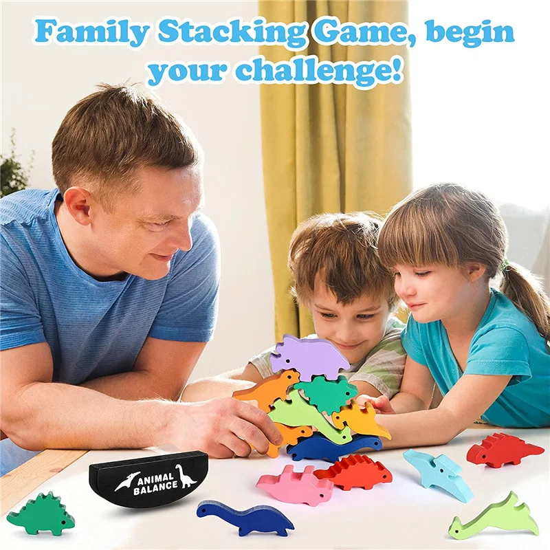 Wooden Dinosaur Balance Stacking Toy 3