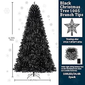 6ft black christmas tree prelit
