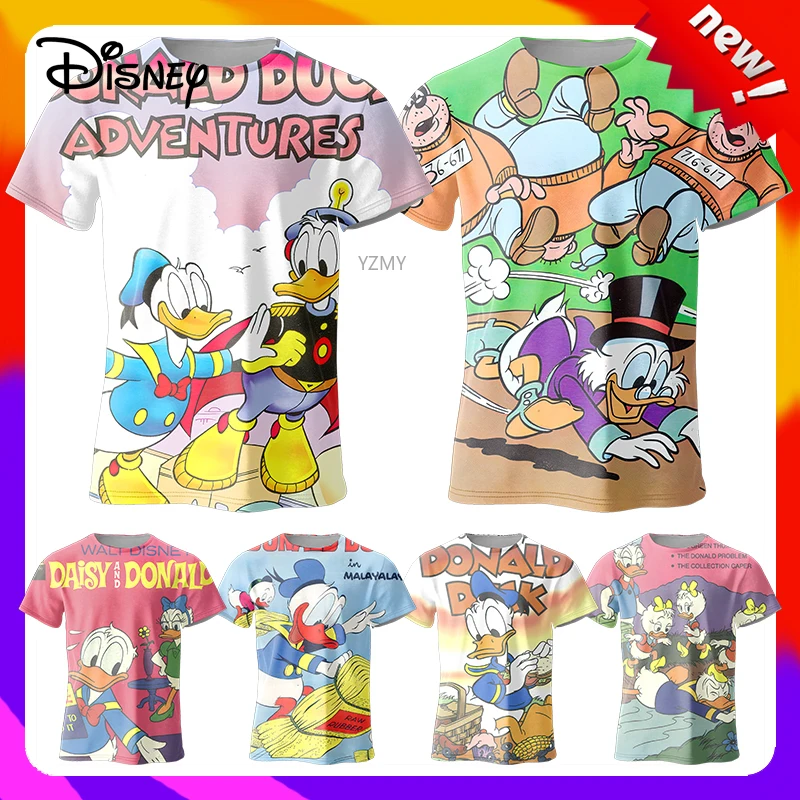 2024 Estate Disney Donald Duck T-Shirt Moda Bambini T-Shirt Estate Cartoon O-Collo Manica Corta T-Shirt Casual