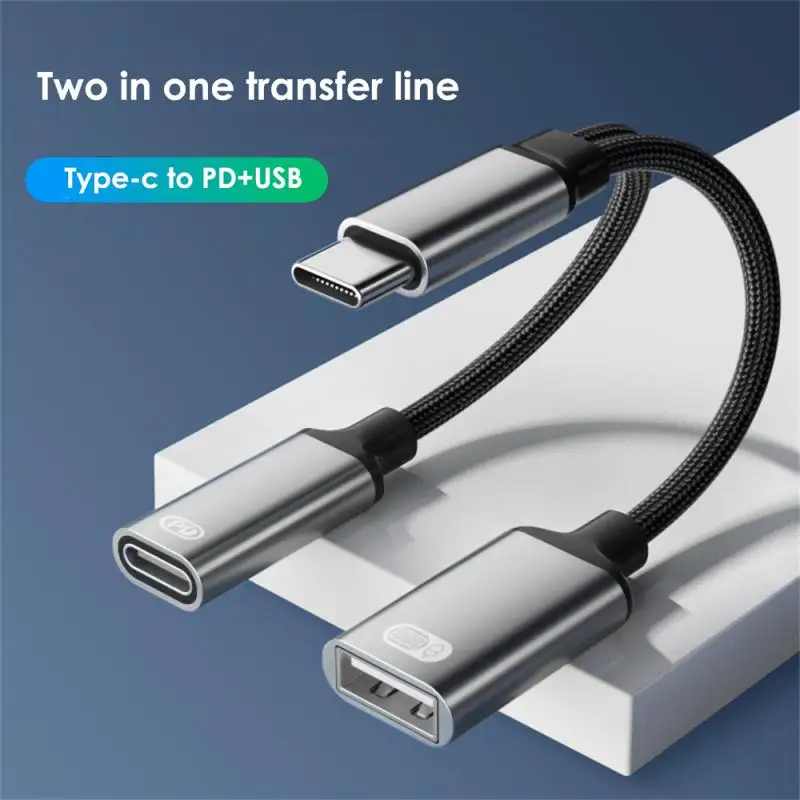 노트북 휴대폰용 USB C OTG 케이블 어댑터, C타입 수-USB-C 암, 30W PD 고속 충전, USB 스플리터 어댑터 포함, 투인원