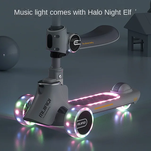 Child Scooter 2-12 Year Old Folding Shine Balance Bike Adjustable Height Skateboard 2 In 1 Baby Stroller Gift For Baby 3