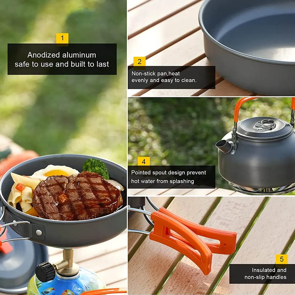 China Aluminum Camping Removable Handle Cookware Set Manufacturer