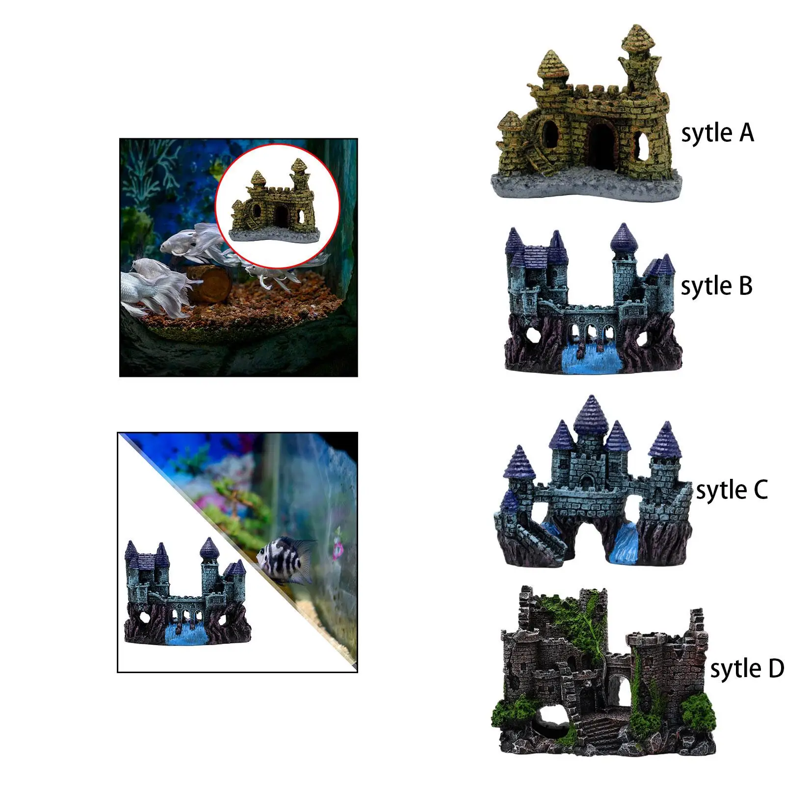 Aquarium Resin Castle Decoration Ancient Castle Design Fish Tank Ornament For Reptile Betta Fish Saltwater Tanks