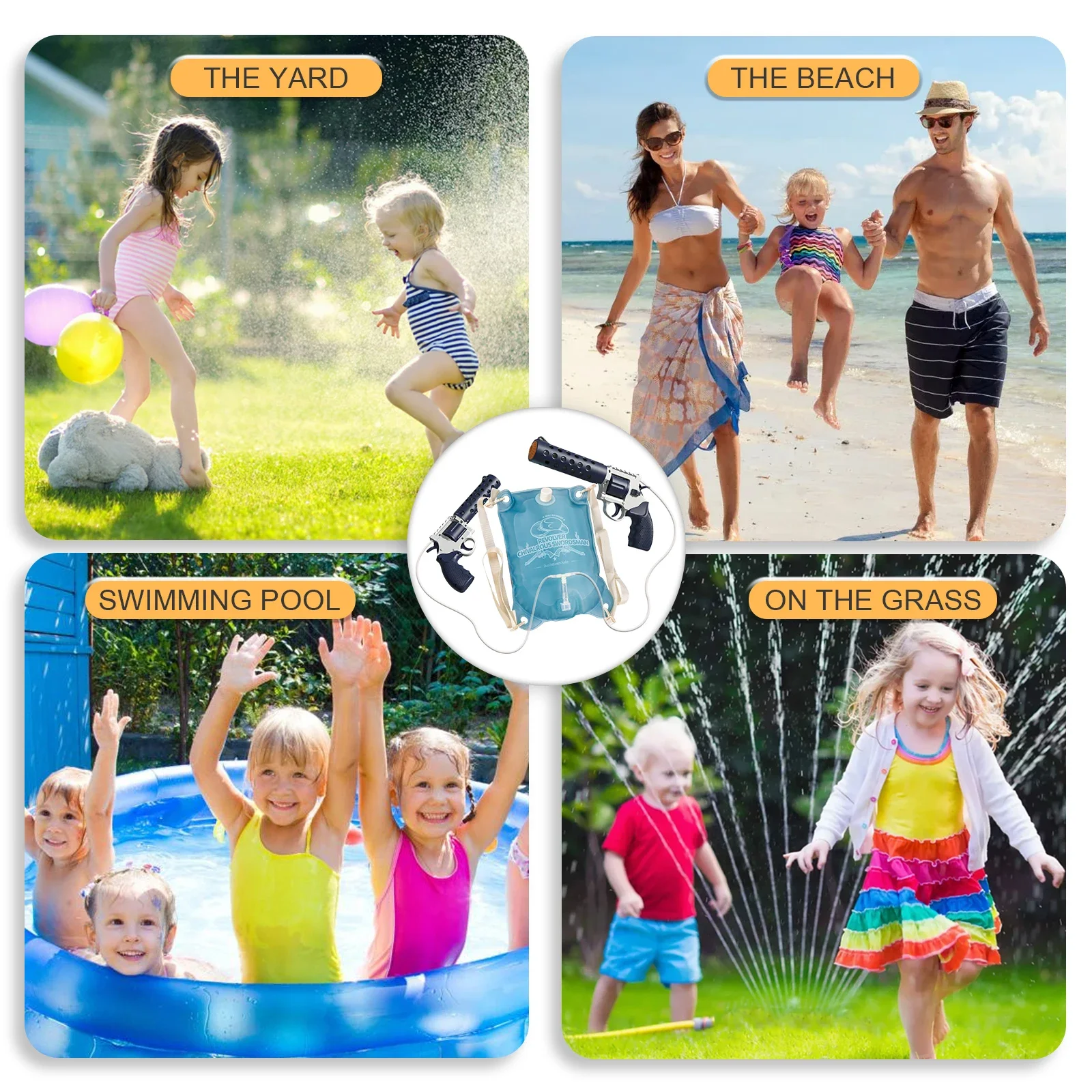 Water Guns Backpack Two Guns Outdoor Beach Water Battle Children Summer Wimming Pool Party Spray Water Gun Cartoon Shooting Gift 4