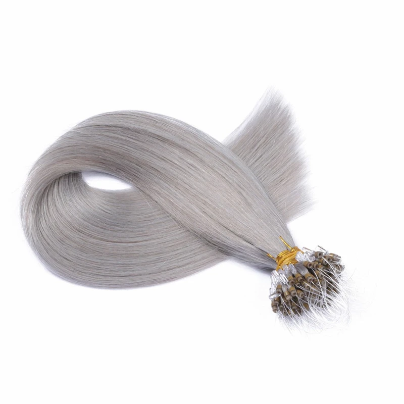Mongolian Straight Natural Hair Extensions Micro Ring Human Hair 100 Strands Pre Bonded Micro Loop 14"-28" Fusion Human