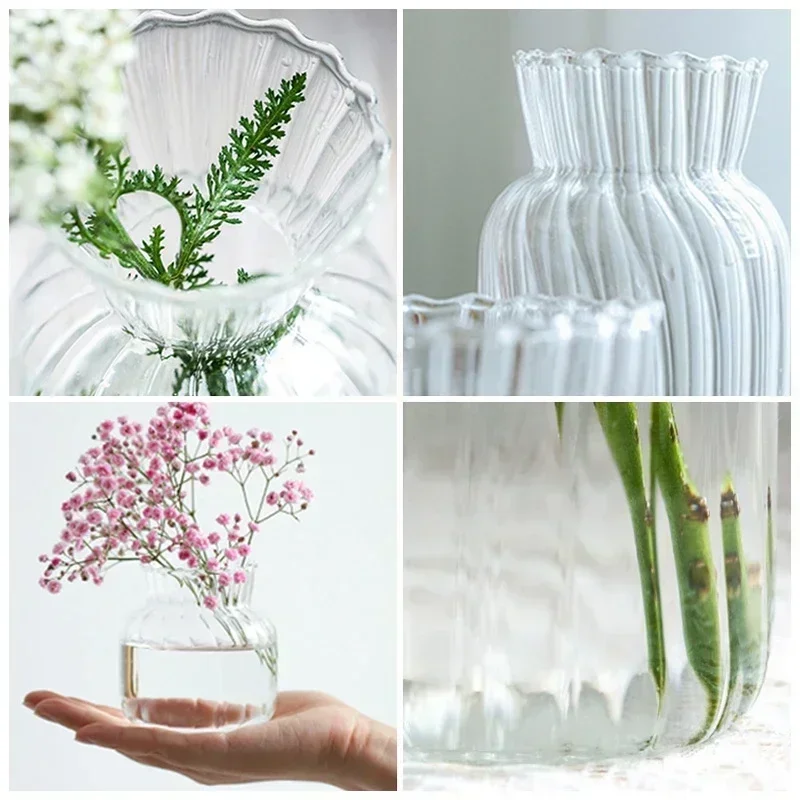 Glass Vase Nordic Glass Flower Vase Flower Bottle for Flowers Transparent Hydroponic Pot Decoration Home Room Decor
