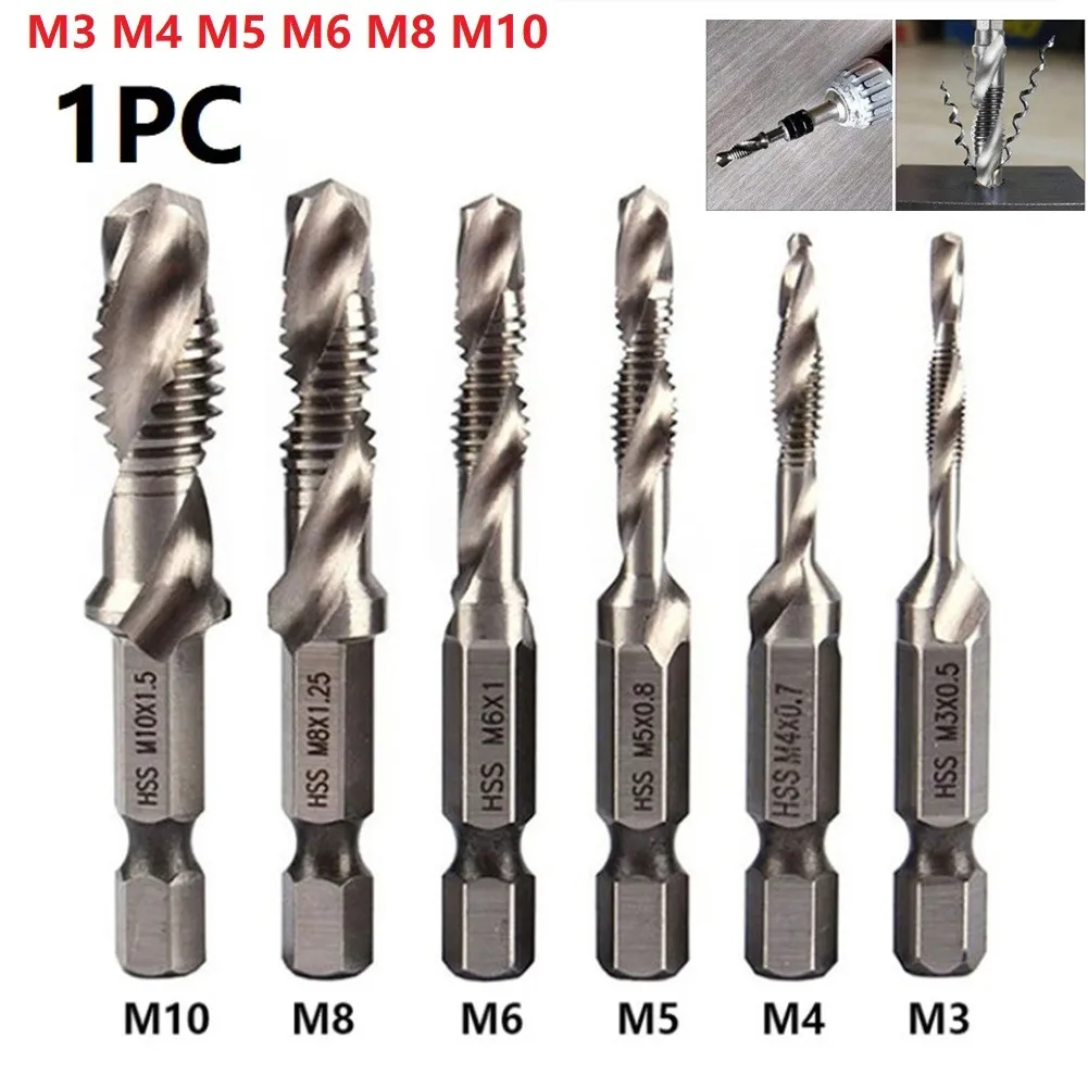 

HSS Threaded Screw Taps Drill Bit Countersink Deburr Metric Threaded Compound Tap Bit M3 M4 M5 M6 M8 M10