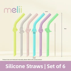 Colorful Silicone Drinking Straws Set for Kids - Reusable and Eco - Friendly with Cleaning Brush (Set of 6)