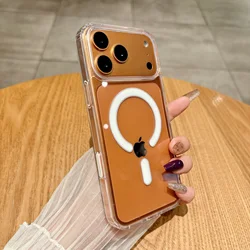 Magnetic Clear Phone Case with Camera AI Touch Button and Wireless Charging Cover - iPhone 17 Pro Max (Clear)